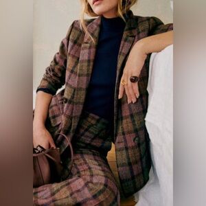 Sezane Christie Jacket, Multicolor Check Print, Size 10